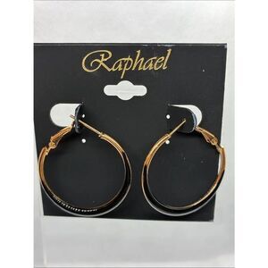 3For$20 Raphael Gold-Tone Hoop Earrings with Black Enamel